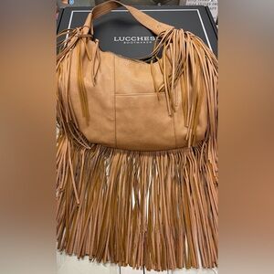 Carlos by Carlos Santana Tan Fringe Leather Shoulder Bag